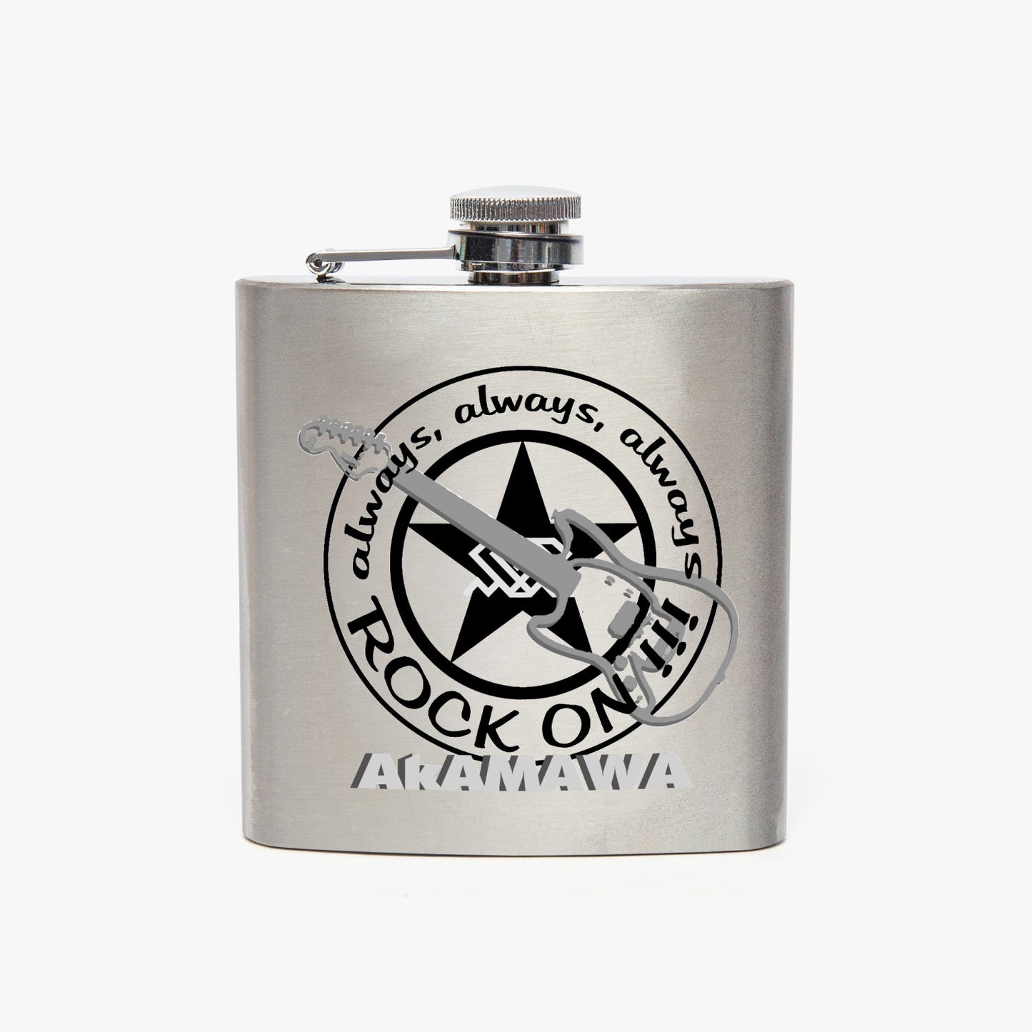 AC30U006 AkAMAWA Rock On!!! Stainless Steel Hip Flask