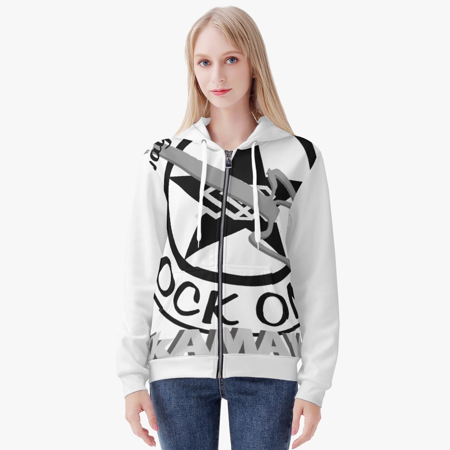 AC10W007 AkAMAWA ROCK ON!!! Dames Hoodie met Rits