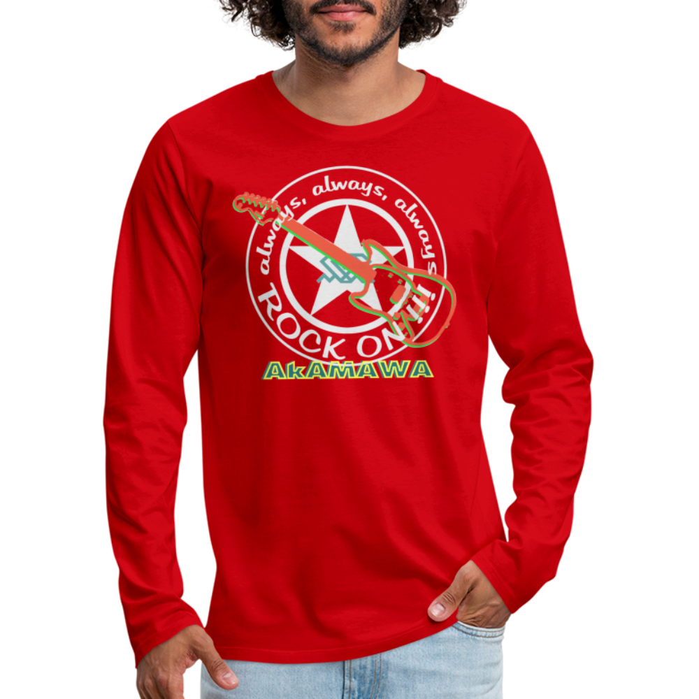 AC10M006 AkAMAWA Crew 'ROCK ON' Premium Long-sleeve Shirt - red