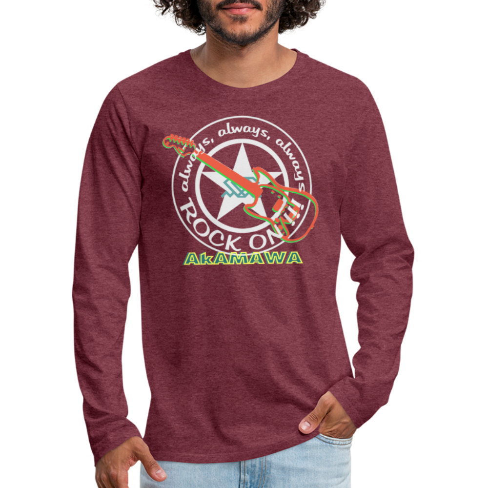 AC10M006 AkAMAWA Crew 'ROCK ON' Premium Long-sleeve Shirt - heather burgundy