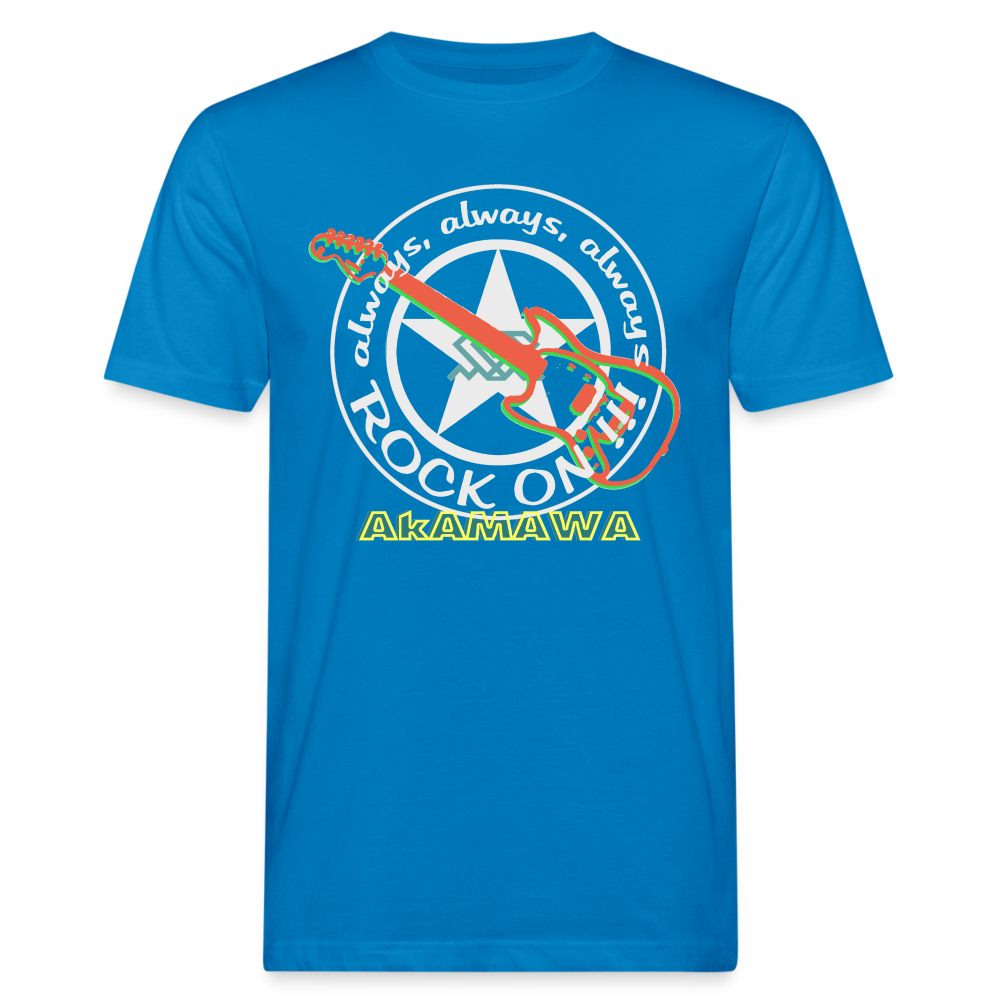 AC10M005 AkAMAWA Crew 'ROCK ON'  100% Organic Men's T-hirt - peacock-blue