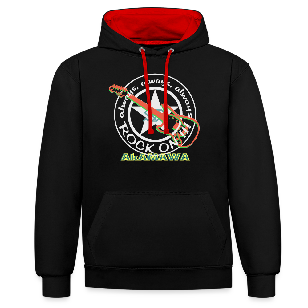 AC10U001 AkAMAWA Crew 'ROCK ON' Music-hoodie, contrast-colour unisex - black/red