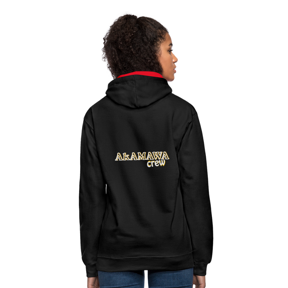 AC10U001 AkAMAWA Crew 'ROCK ON' Music-hoodie, contrast-colour unisex - black/red