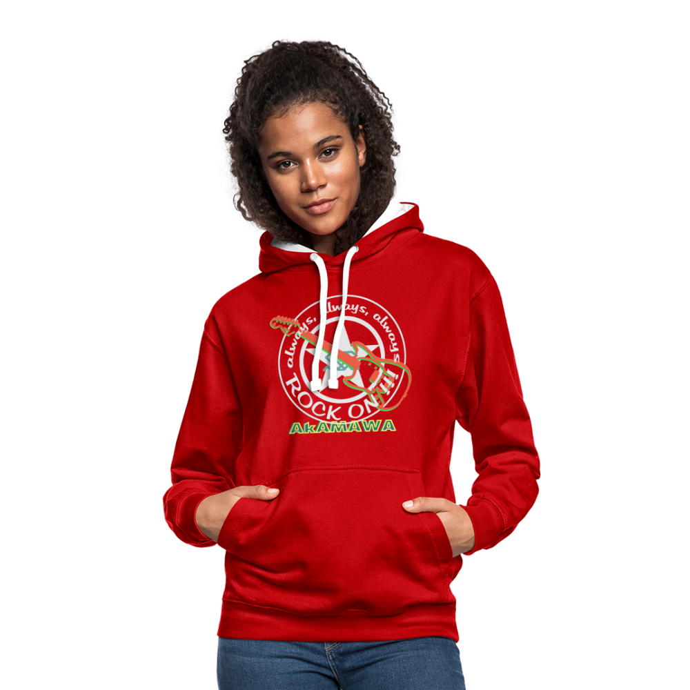 AC10U001 AkAMAWA Crew 'ROCK ON' Music-hoodie, contrast-colour unisex - red/white