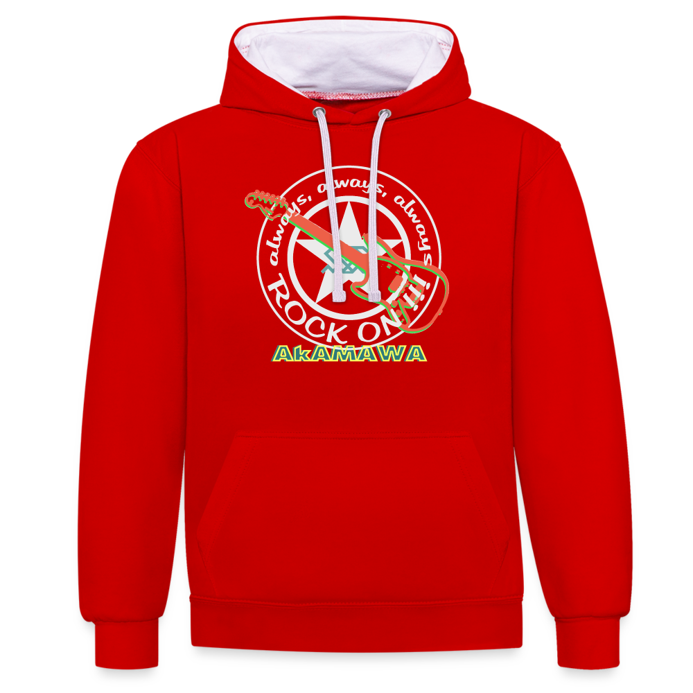 AC10U001 AkAMAWA Crew 'ROCK ON' Music-hoodie, contrast-colour unisex - red/white