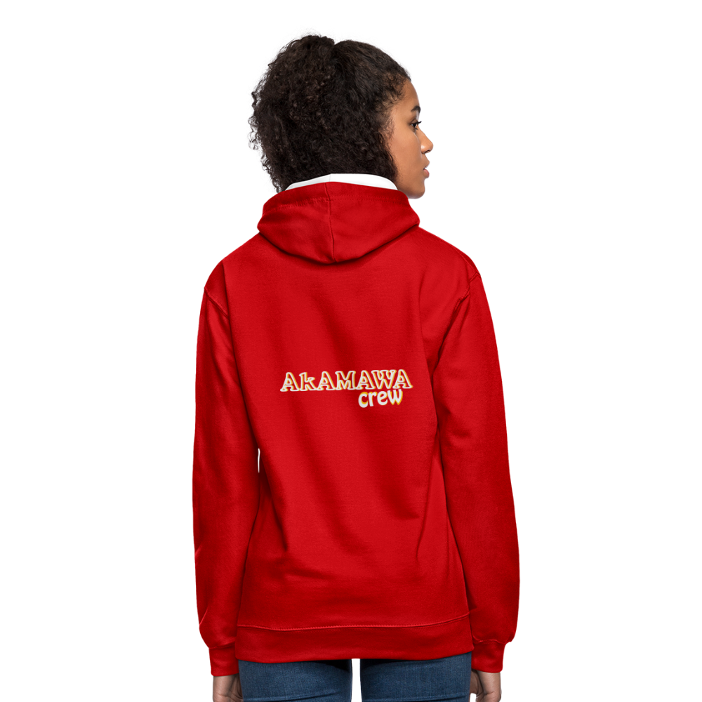 AC10U001 AkAMAWA Crew 'ROCK ON' Music-hoodie, contrast-colour unisex - red/white