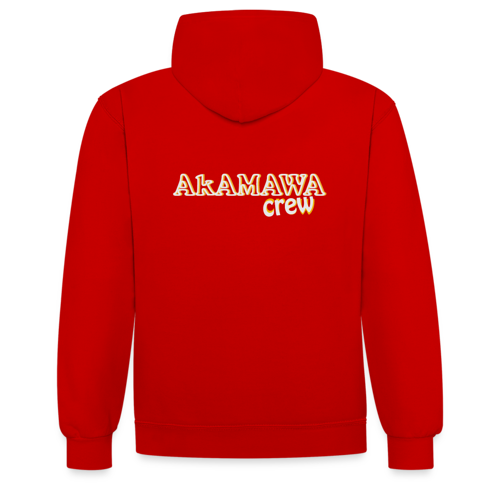 AC10U001 AkAMAWA Crew 'ROCK ON' Music-hoodie, contrast-colour unisex - red/white