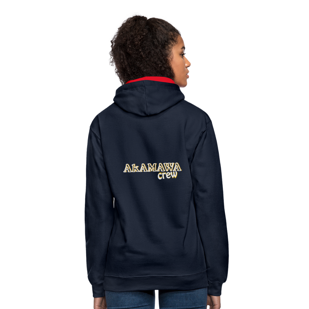 AC10U001 AkAMAWA Crew 'ROCK ON' Music-hoodie, contrast-colour unisex - navy/red