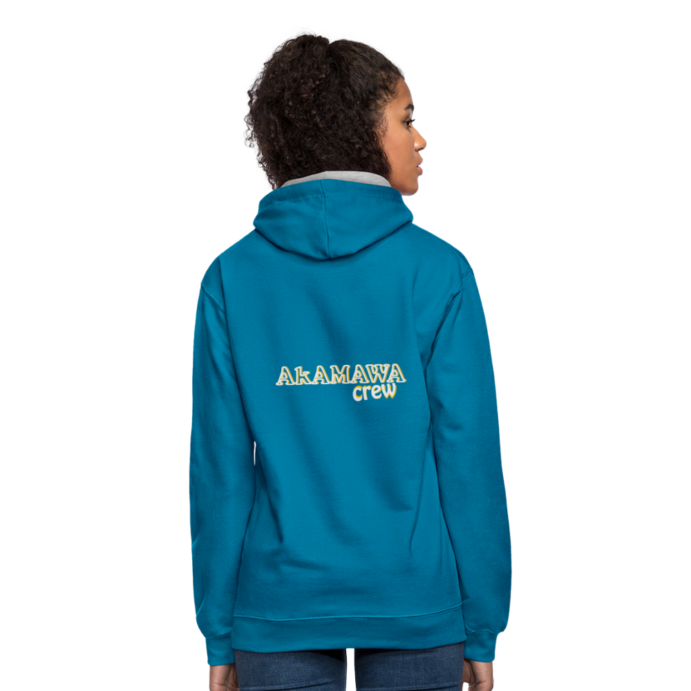 AC10U001 AkAMAWA Crew 'ROCK ON' Music-hoodie, contrast-colour unisex - peacock blue/heather grey