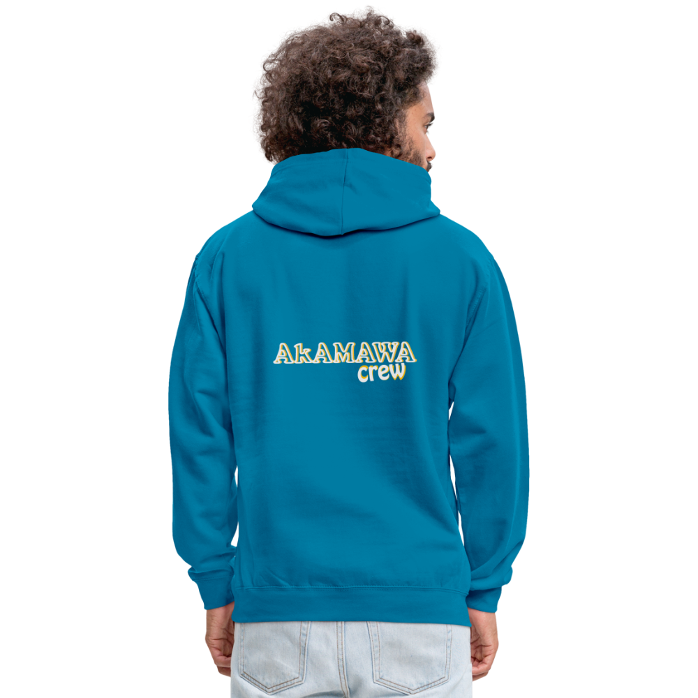 AC10U001 AkAMAWA Crew 'ROCK ON' Music-hoodie, contrast-colour unisex - peacock blue/heather grey