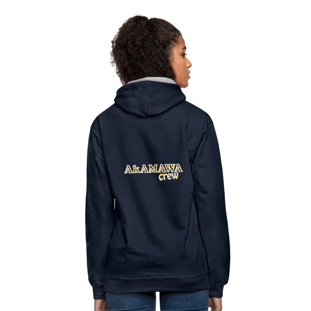 AC10U001 AkAMAWA Crew 'ROCK ON' Music-hoodie, contrast-colour unisex - navy/heather grey