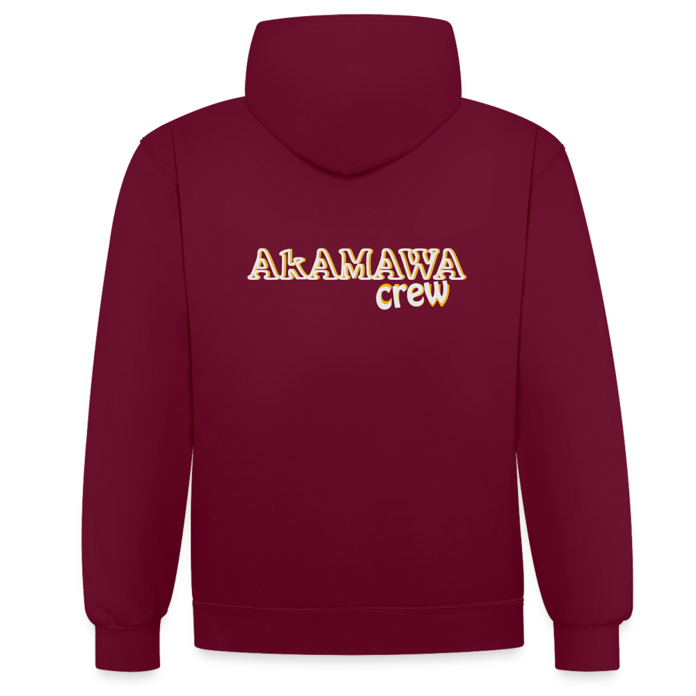 AC10U001 AkAMAWA Crew 'ROCK ON' Music-hoodie, contrast-colour unisex - burgundy/charcoal