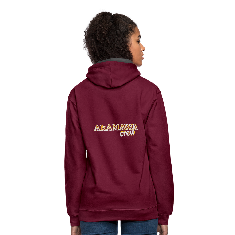 AC10U001 AkAMAWA Crew 'ROCK ON' Music-hoodie, contrast-colour unisex - burgundy/charcoal