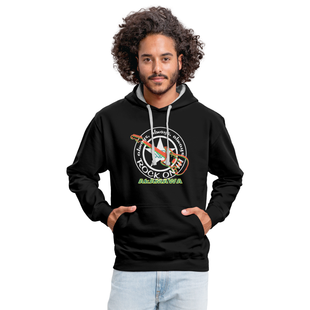 AC10U001 AkAMAWA Crew 'ROCK ON' Music-hoodie, contrast-colour unisex - black/heather grey