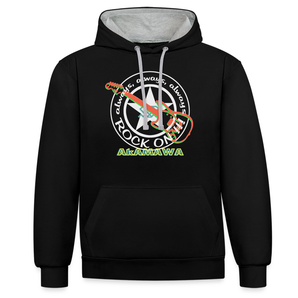 AC10U001 AkAMAWA Crew 'ROCK ON' Music-hoodie, contrast-colour unisex - black/heather grey