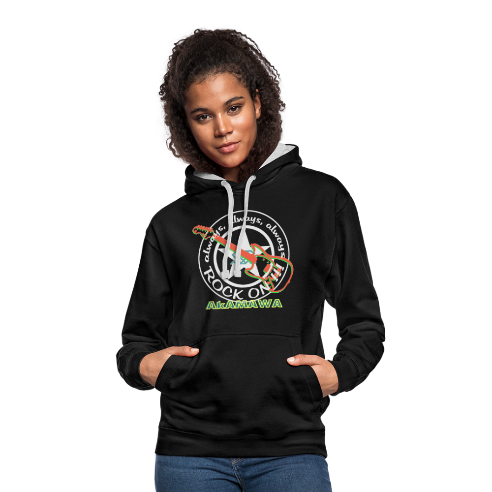 AC10U001 AkAMAWA Crew 'ROCK ON' Music-hoodie, contrast-colour unisex - black/heather grey