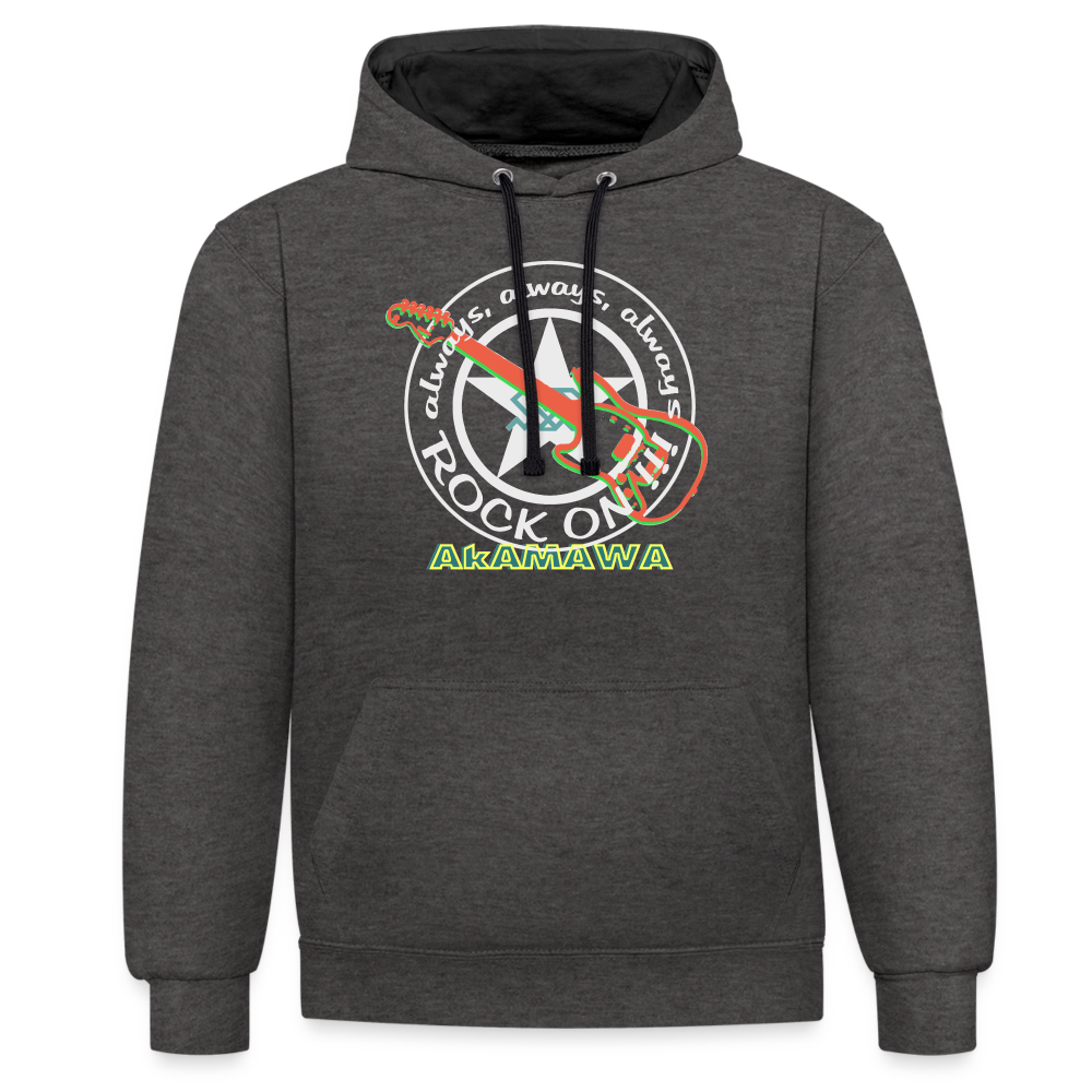 AC10U001 AkAMAWA Crew 'ROCK ON' Music-hoodie, contrast-colour unisex - charcoal/black