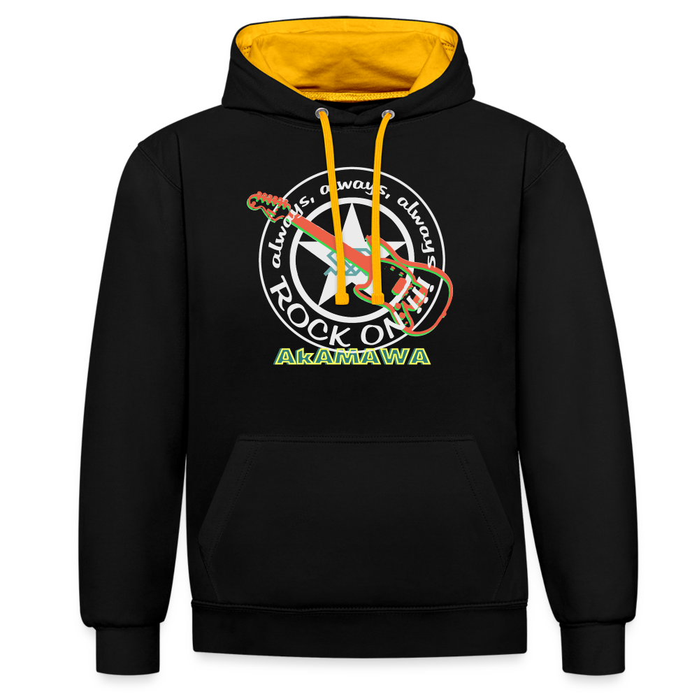 AC10U001 AkAMAWA Crew 'ROCK ON' Music-hoodie, contrast-colour unisex - black/gold