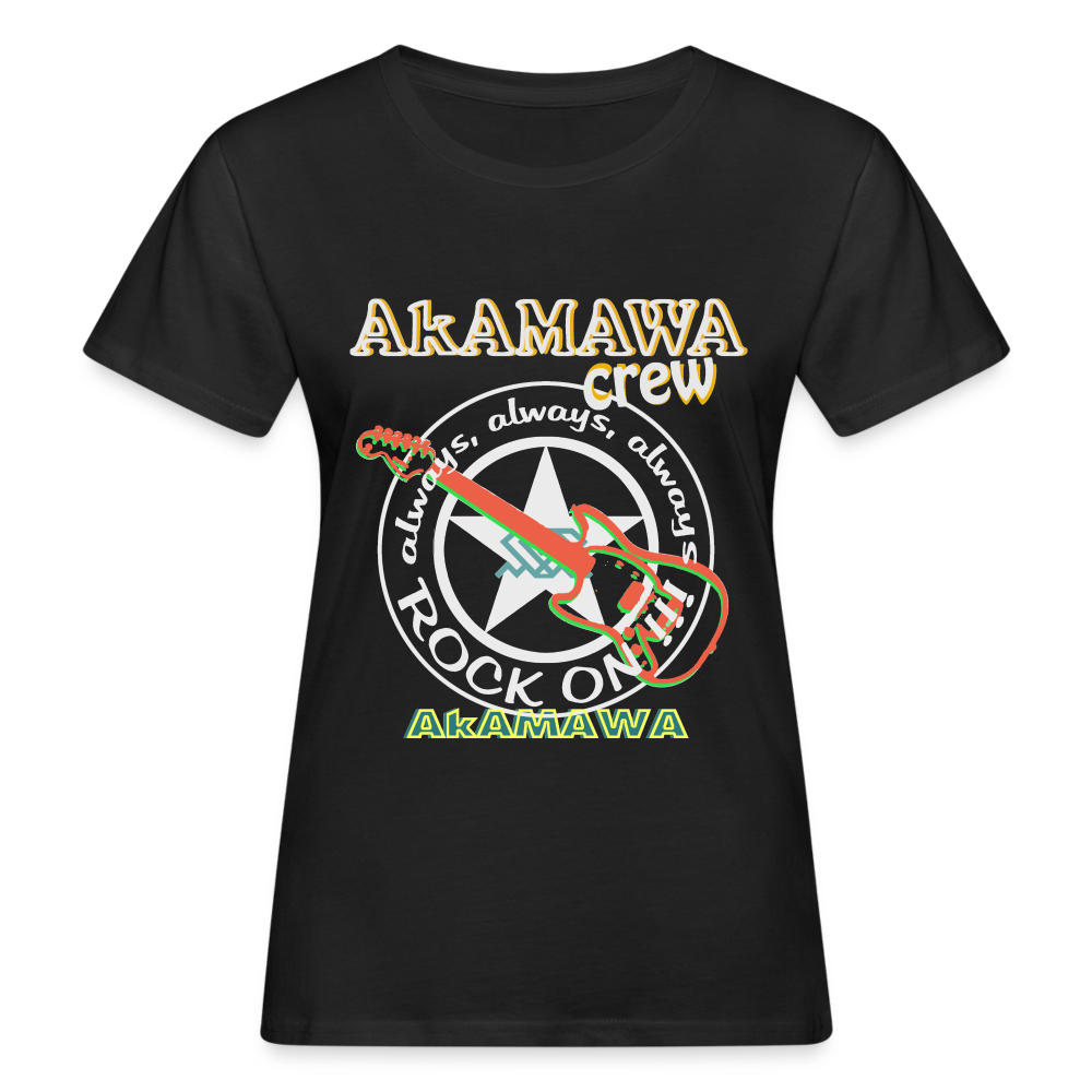 AC10U003 AkAMAWA Crew 'ROCK ON'  100% Organic TeeShirt, Ladies - black