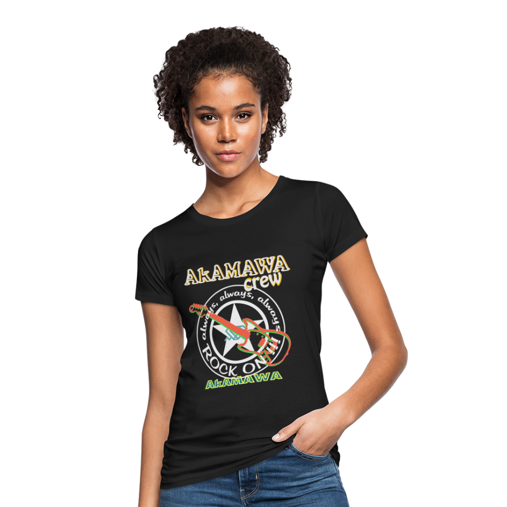 AC10U003 AkAMAWA Crew 'ROCK ON'  100% Organic TeeShirt, Ladies - black