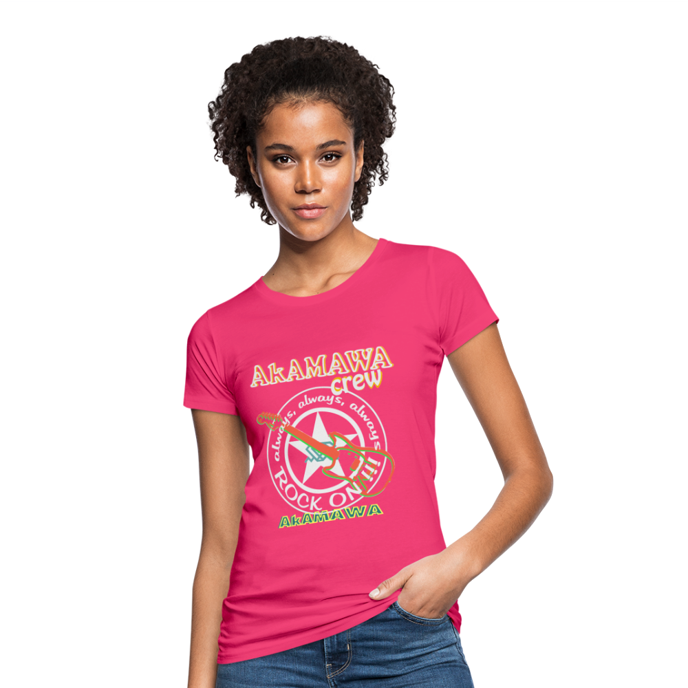 AC10U003 AkAMAWA Crew 'ROCK ON'  100% Organic TeeShirt, Ladies - neon pink