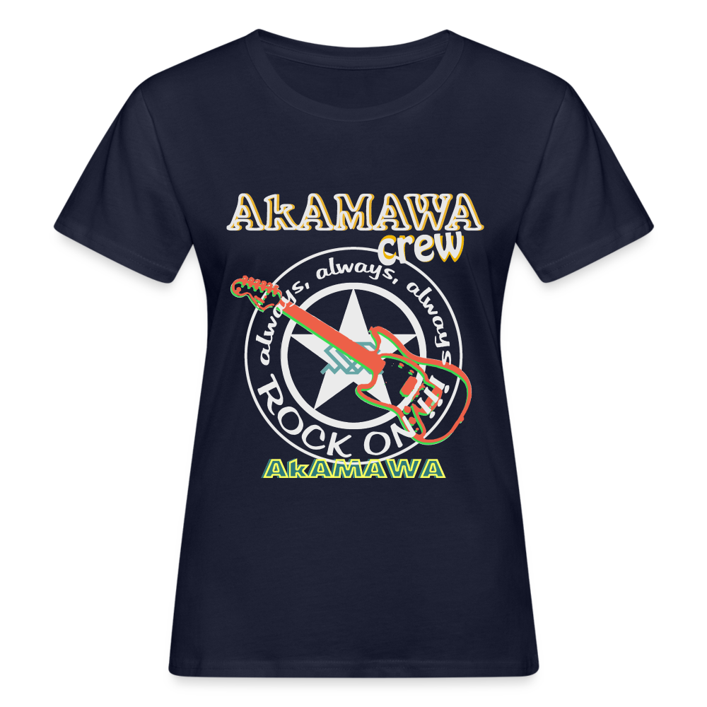 AC10U003 AkAMAWA Crew 'ROCK ON'  100% Organic TeeShirt, Ladies - navy