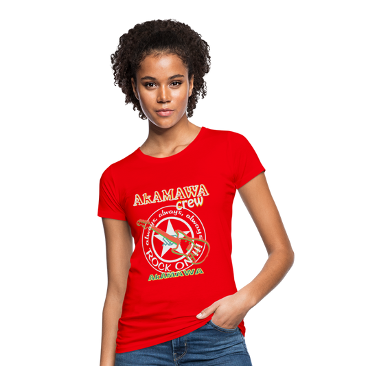 AC10U003 AkAMAWA Crew 'ROCK ON'  100% Organic TeeShirt, Ladies - red