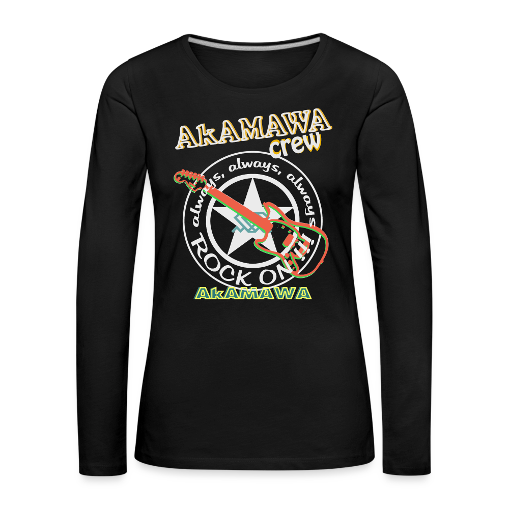 AC10W005 AkAMAWA Crew 'ROCK ON'  100% Organic Longsleeve Shirt, Ladies - black