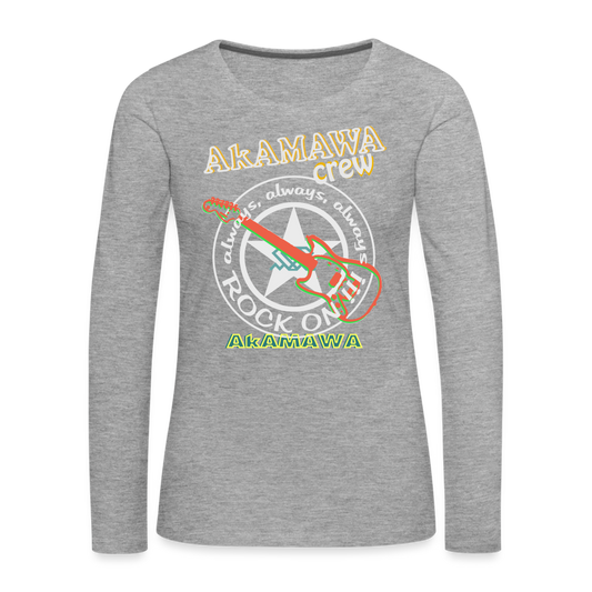 AC10W005 AkAMAWA Crew 'ROCK ON'  100% Organic Longsleeve Shirt, Ladies - heather grey