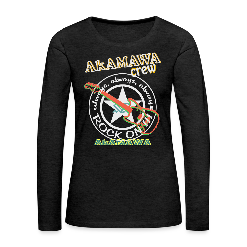 AC10W005 AkAMAWA Crew 'ROCK ON'  100% Organic Longsleeve Shirt, Ladies - charcoal grey