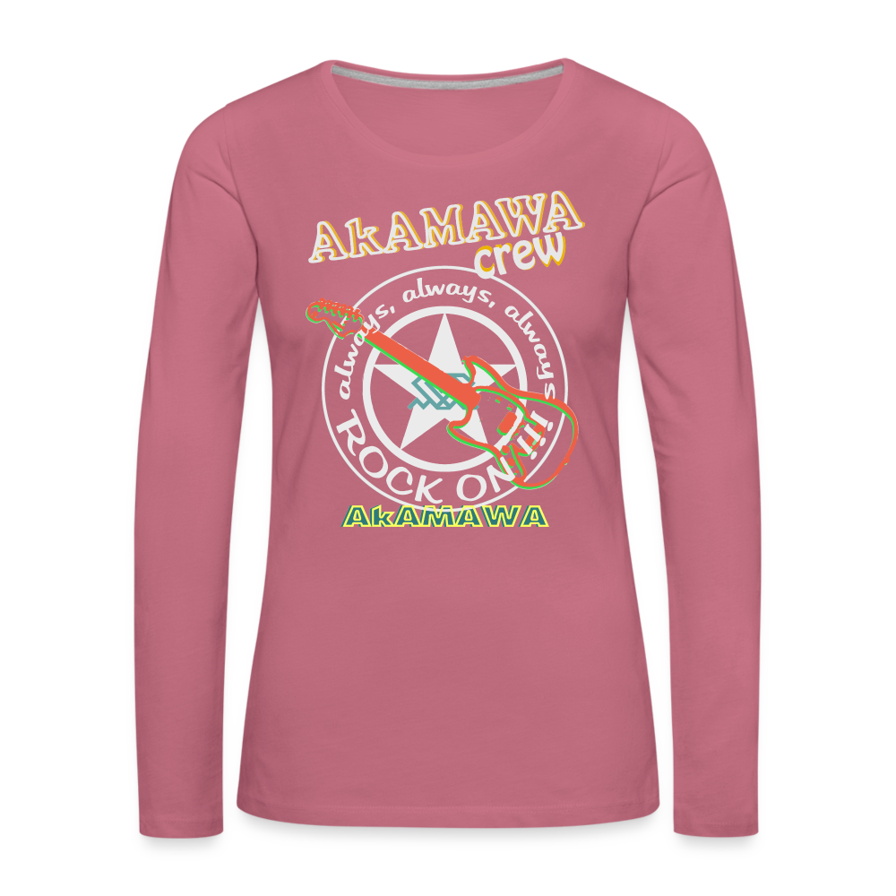 AC10W005 AkAMAWA Crew 'ROCK ON'  100% Organic Longsleeve Shirt, Ladies - mauve