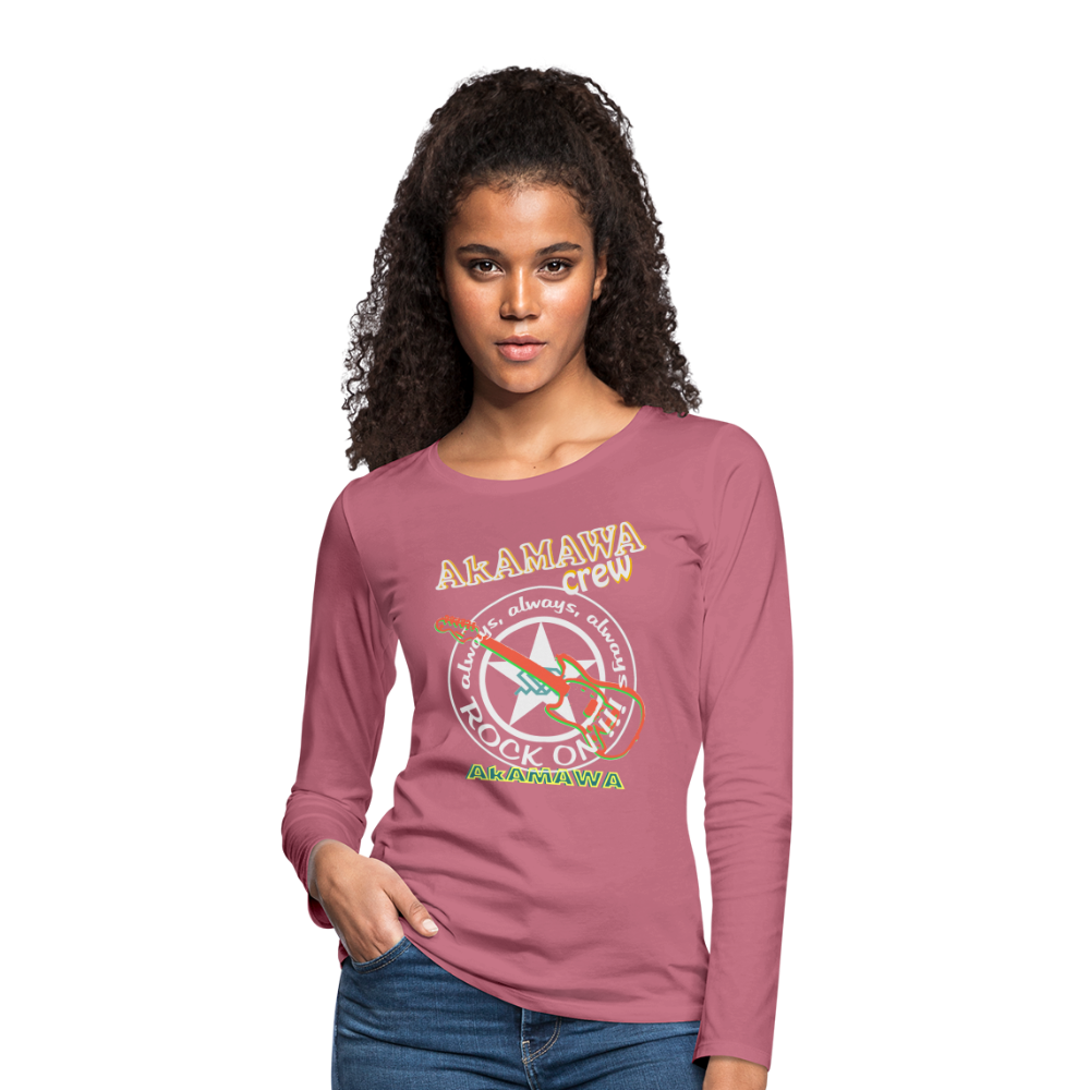 AC10W005 AkAMAWA Crew 'ROCK ON'  100% Organic Longsleeve Shirt, Ladies - mauve