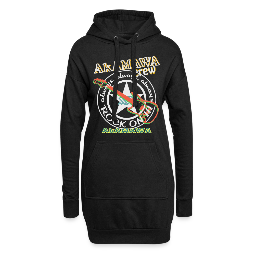 AC10W001 AkAMAWA Crew 'ROCK ON' Original Hoodie-dress, Ladies - black