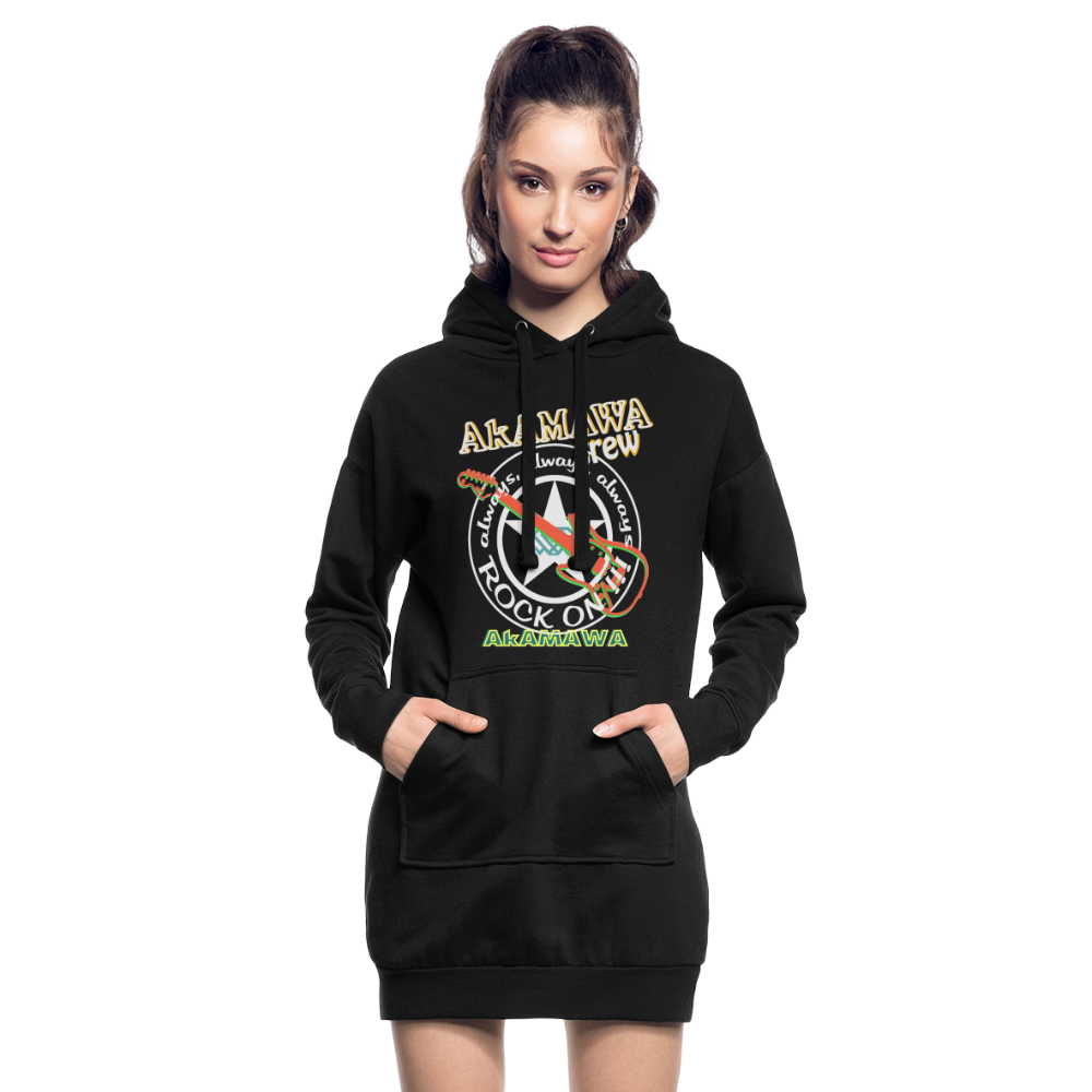 AC10W001 AkAMAWA Crew 'ROCK ON' Original Hoodie-dress, Ladies - black