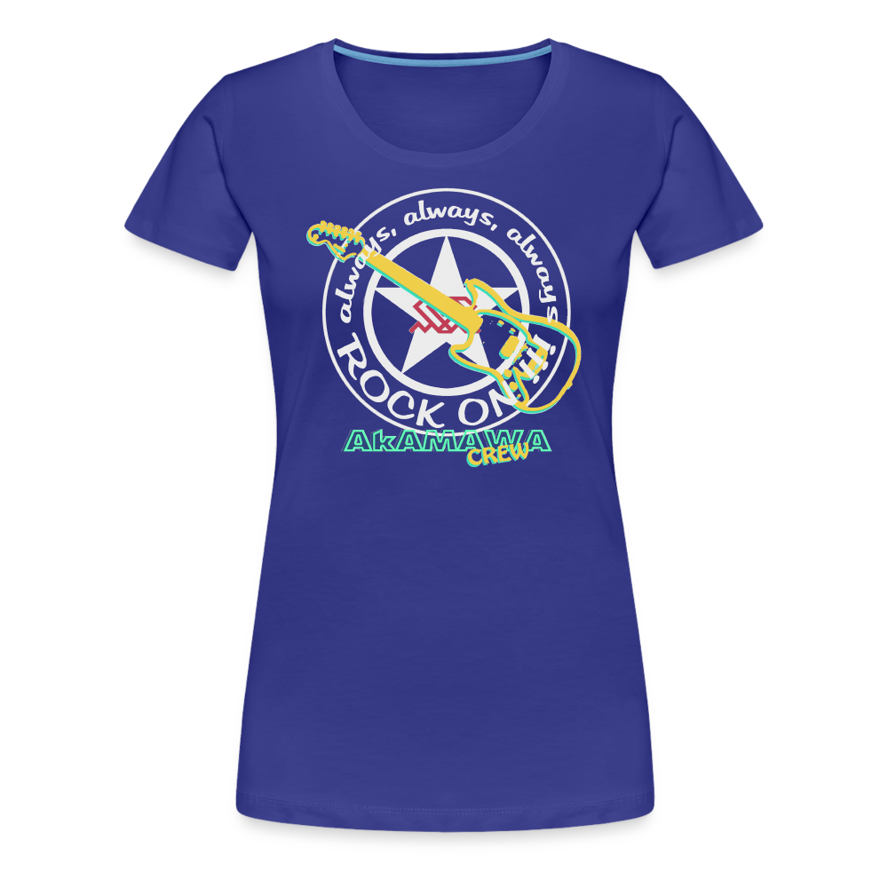 AC10W004 AkAMAWA Crew 'ROCK ON'  100% Organic TeeShirt, Ladies - royal blue