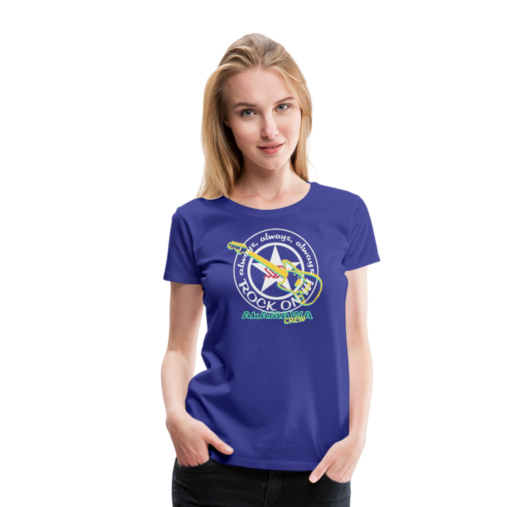 AC10W004 AkAMAWA Crew 'ROCK ON'  100% Organic TeeShirt, Ladies - royal blue