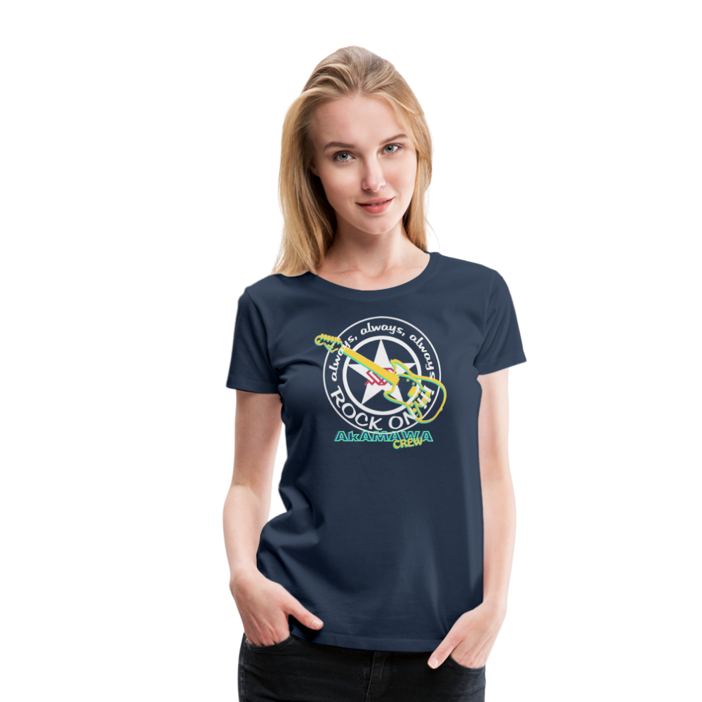 AC10W004 AkAMAWA Crew 'ROCK ON'  100% Organic TeeShirt, Ladies - navy