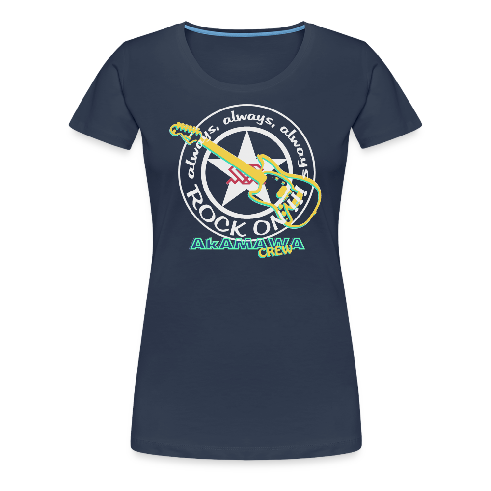 AC10W004 AkAMAWA Crew 'ROCK ON'  100% Organic TeeShirt, Ladies - navy