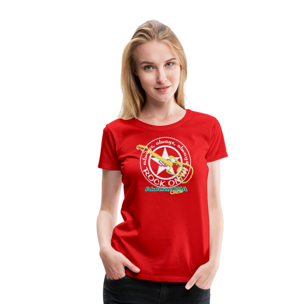 AC10W004 AkAMAWA Crew 'ROCK ON'  100% Organic TeeShirt, Ladies - red