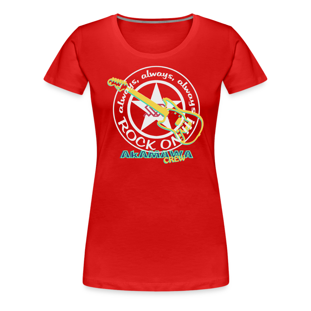 AC10W004 AkAMAWA Crew 'ROCK ON'  100% Organic TeeShirt, Ladies - red