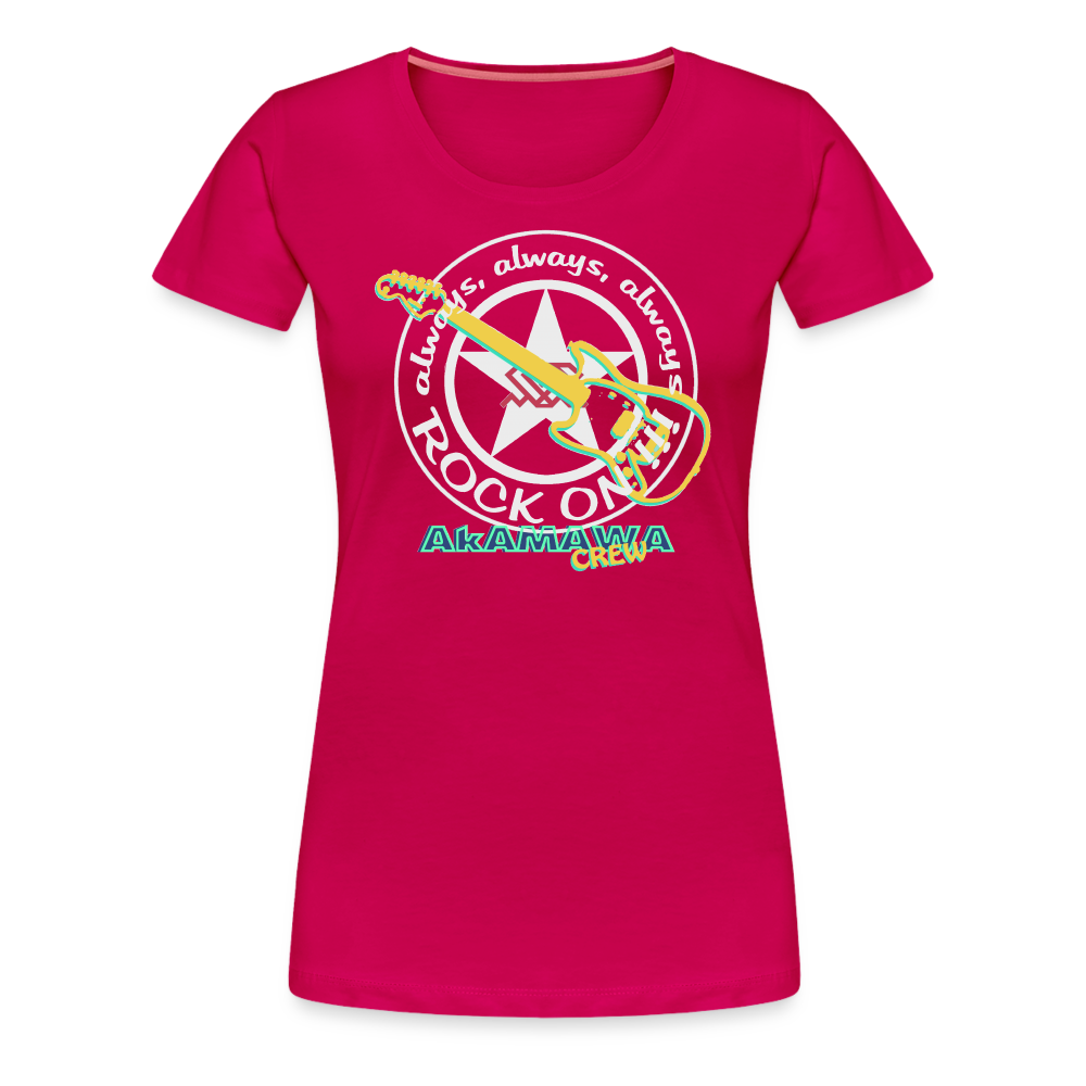 AC10W004 AkAMAWA Crew 'ROCK ON'  100% Organic TeeShirt, Ladies - dark pink