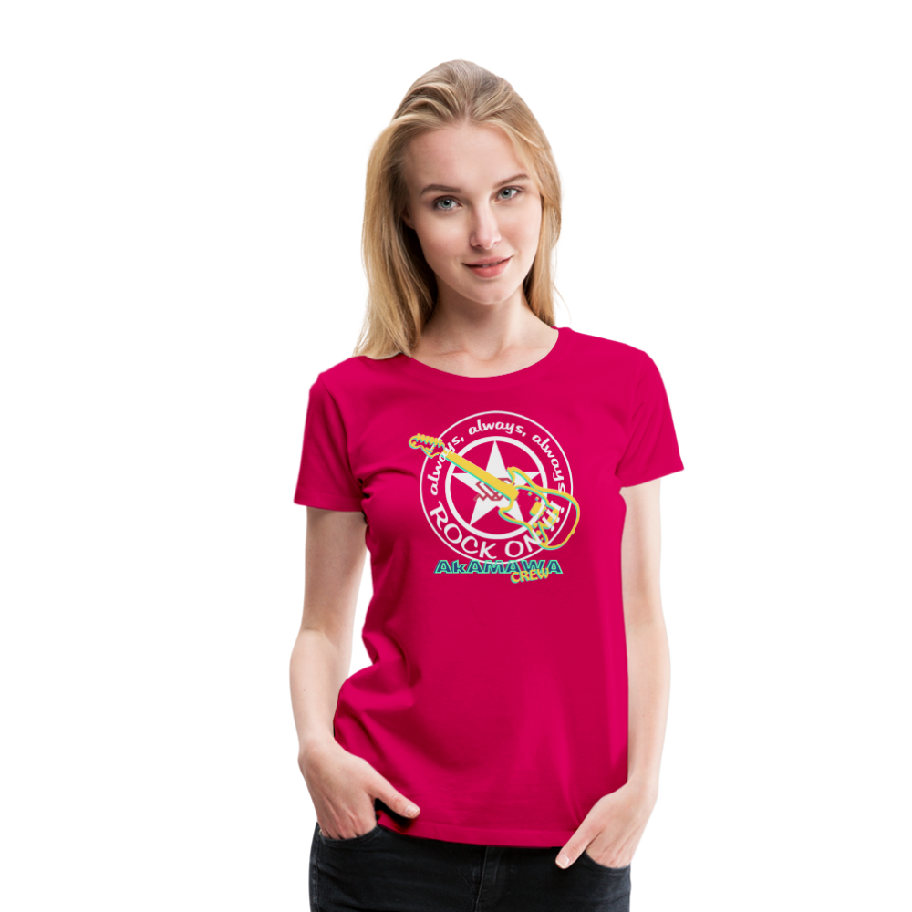 AC10W004 AkAMAWA Crew 'ROCK ON'  100% Organic TeeShirt, Ladies - dark pink