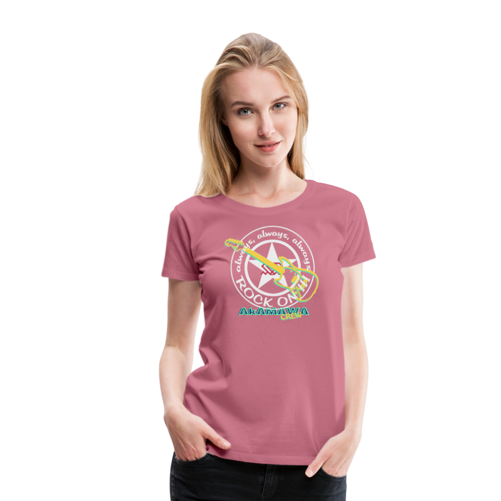 AC10W004 AkAMAWA Crew 'ROCK ON'  100% Organic TeeShirt, Ladies - mauve