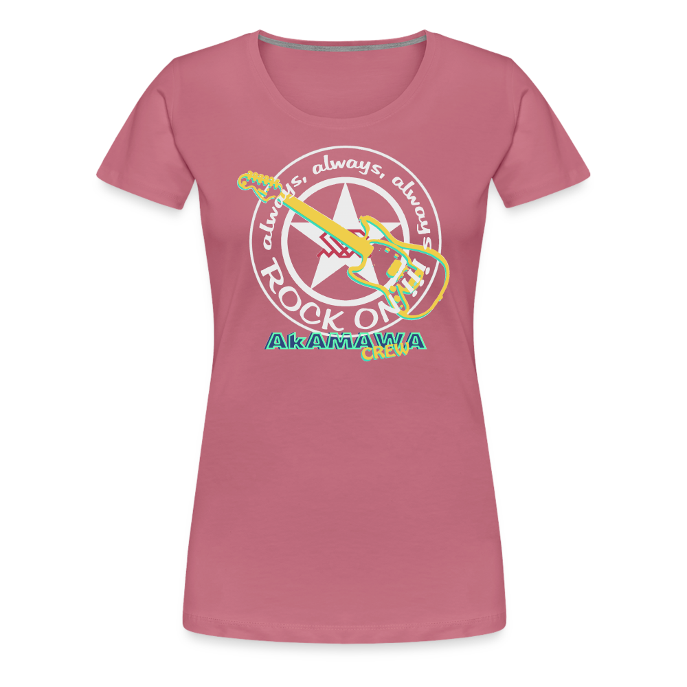 AC10W004 AkAMAWA Crew 'ROCK ON'  100% Organic TeeShirt, Ladies - mauve