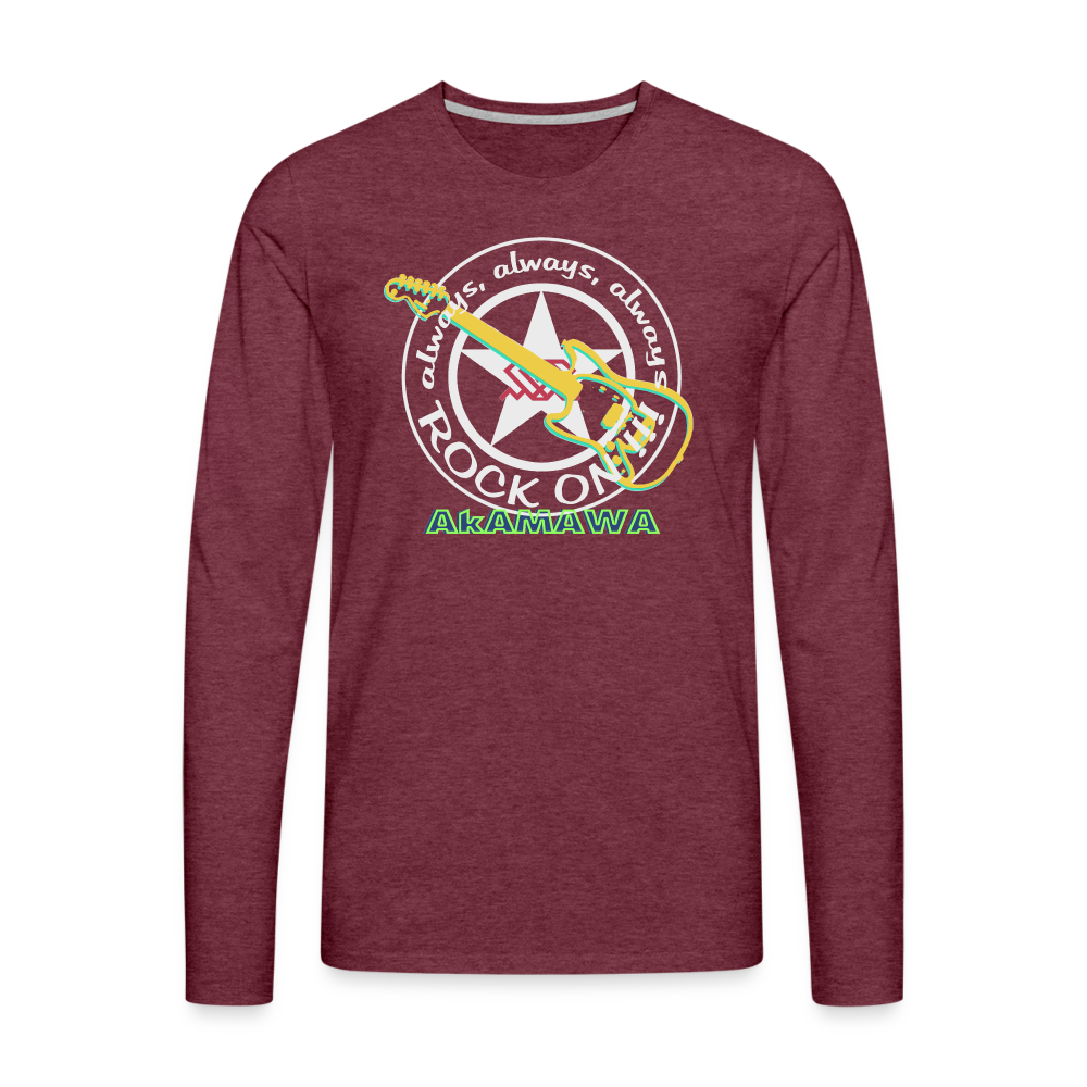 AC10M001 AkAMAWA Crew 'ROCK ON' Premium Long-sleeve Shirt - heather burgundy