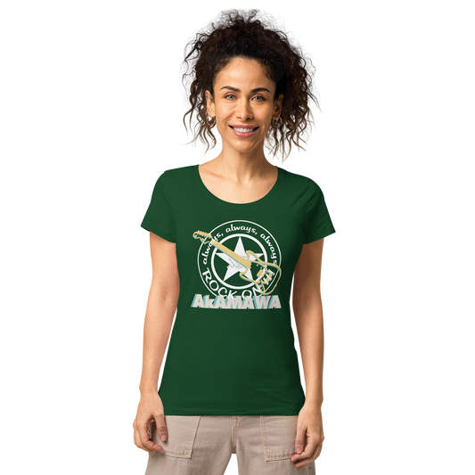 AC10W002 AkAMAWAcrew 'ROCK ON' dames T-shirt van 100% biologisch katoen
