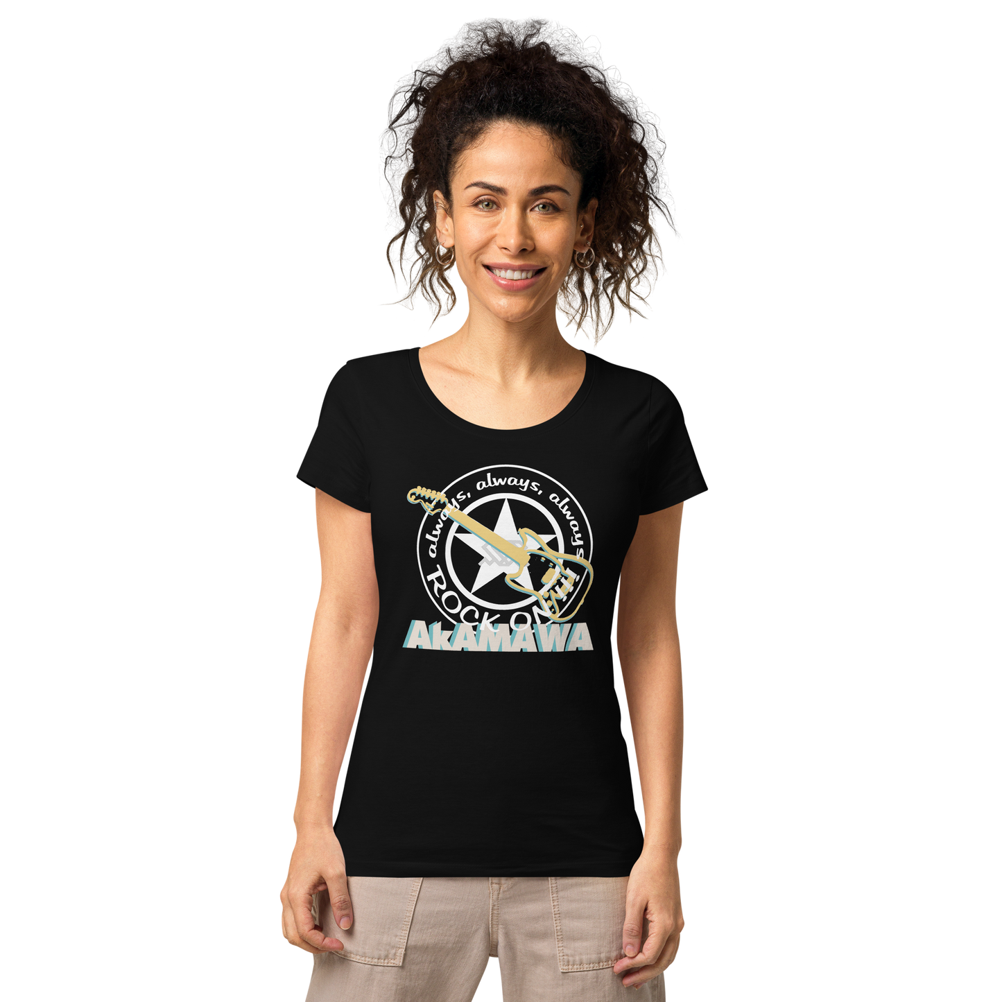 AC10W002 AkAMAWA Crew 'ROCK ON' 100% organic cotton Ladies teeshirt