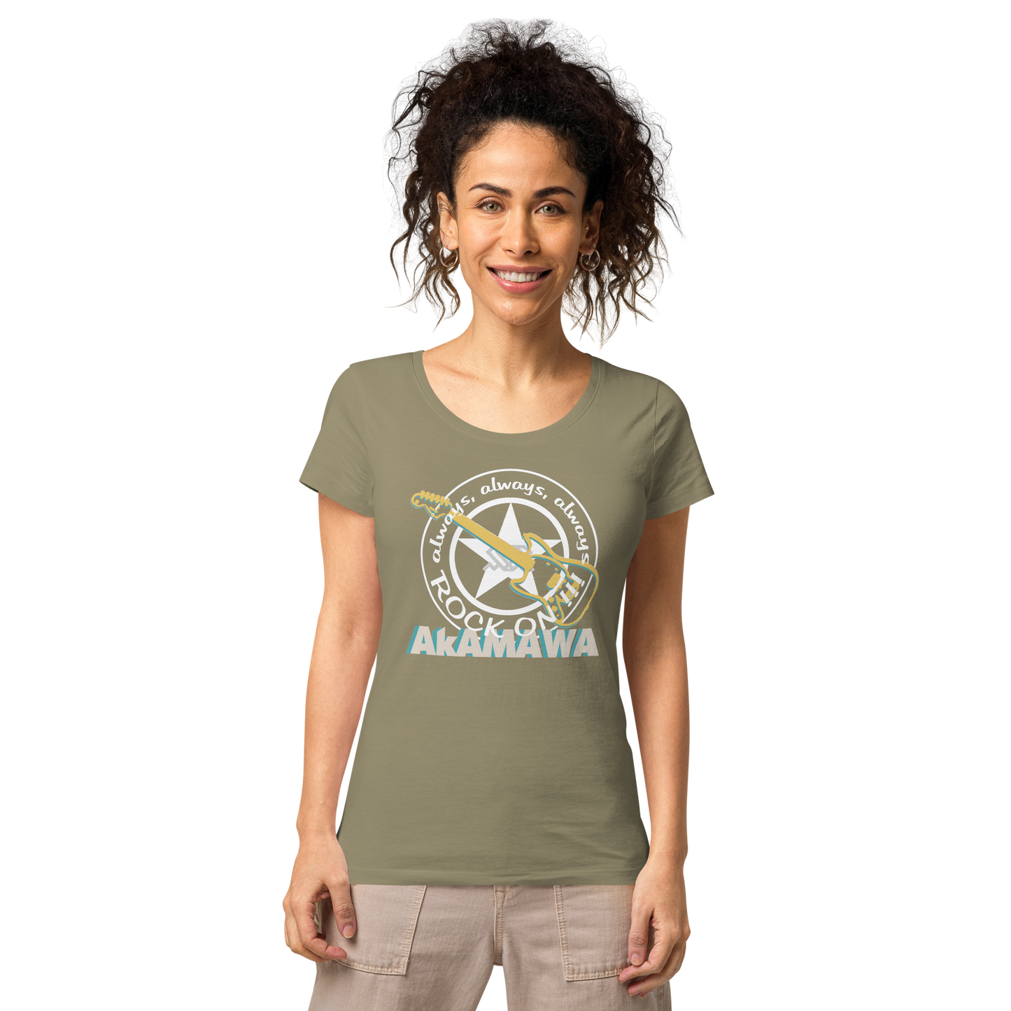 AC10W002 AkAMAWA Crew 'ROCK ON' 100% organic cotton Ladies teeshirt