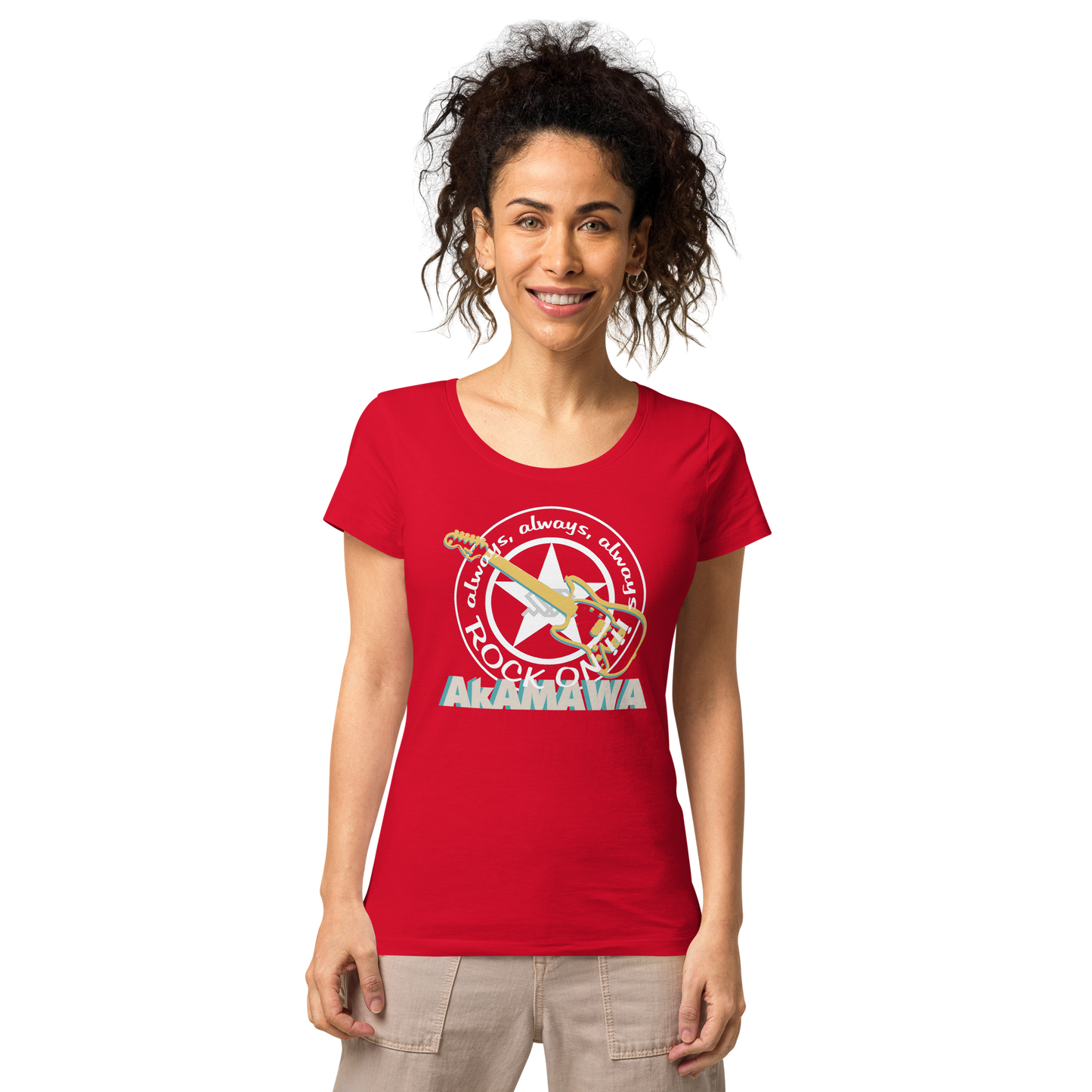 AC10W002 AkAMAWA Crew 'ROCK ON' 100% organic cotton Ladies teeshirt